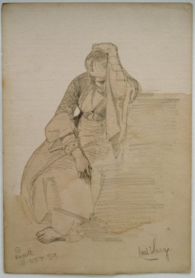 Studie einer sitzenden Dame, Nazareth, 1859 von Carl Haag