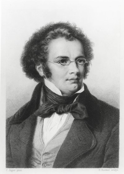 Porträt von Franz Schubert (1797-1828) graviert von H. Roemer von Carl Jaeger