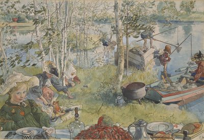 Krebse fangen von Carl Larsson