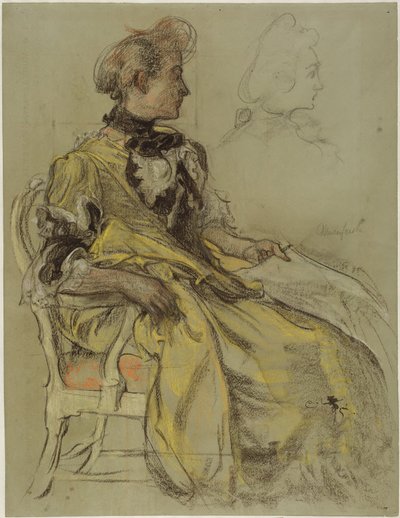 Skizze für Lovisa Ulrikas Kostüm: Vorzeichnung für das Lovisa Ulrika Fresko im Treppenhaus des Nationalmuseums, Stockholm von Carl Larsson