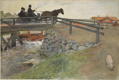 Die Brücke. Aus „Ein Heim“ (26 Aquarelle) von Carl Larsson