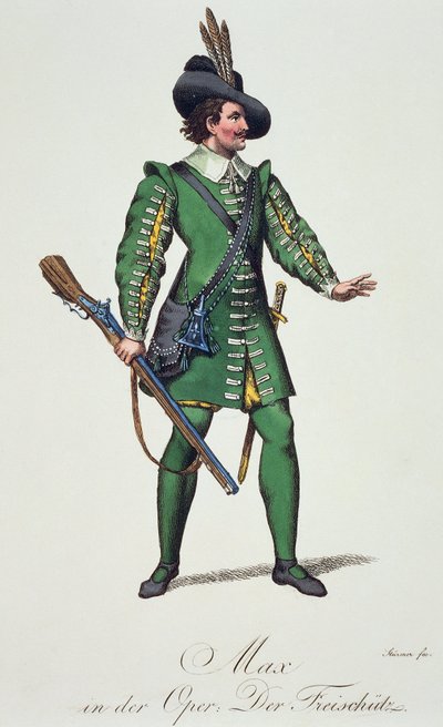 Max, Kostümentwurf für Der Freischütz, von Carl Maria von Weber (1786-1826) von Carl Maria von Weber