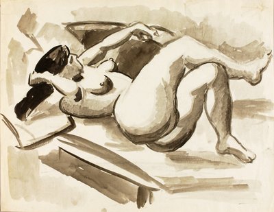 Liegender weiblicher Akt mit gekreuzten Beinen von Carl Newman