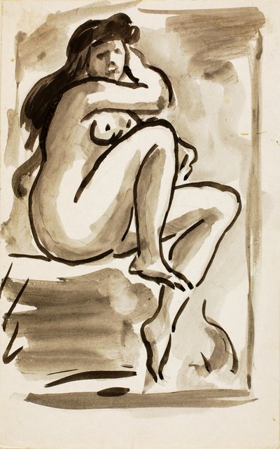 Sitzender weiblicher Akt von Carl Newman
