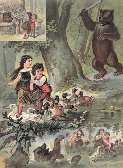 Hänsel und Gretel im Wald, um 1880 von Carl Offterdinger