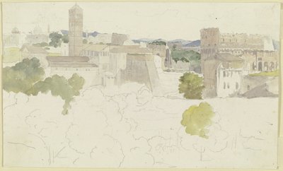 Blick über Rom mit dem Kolosseum rechts, in der Ferne Gebirge von Carl Philipp Fohr