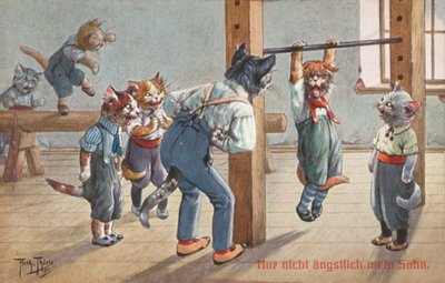 Humorvolle Katzenpostkarte von Carl Robert Arthur Thiele