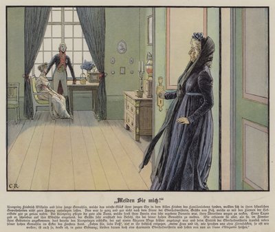Kronprinz Friedrich von Preußen und seine junge Frau Prinzessin Louise treffen sich informell gegen den Willen der Gräfin von Voss von Carl Röchling