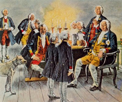 Kronprinz Friedrich und Prinz Heinrich erscheinen im Tabakskollegium, um dem königlichen Vater "Gute Nacht" zu wünschen von Carl Rochling