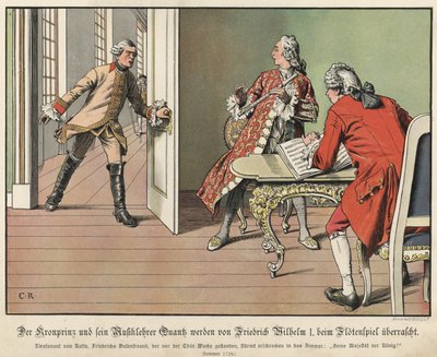 Kronprinz Friedrich von Preußen wird von seinem Vater, dem König, beim Flötenüben überrascht von Carl Röchling