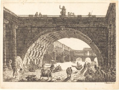 Architektonische Fantasie eines monumentalen Hafens von Carl Wilhelm Weisbrod after Hubert Robert