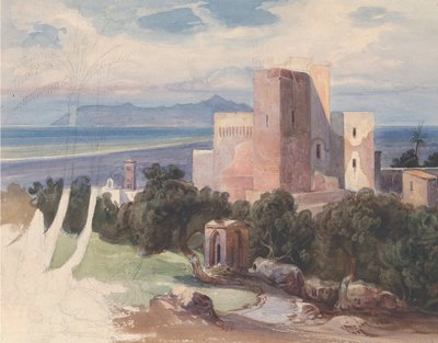 Blick auf Terracina mit dem Monte Circeo, Mitte des 19. Jahrhunderts von Carl von Blaas