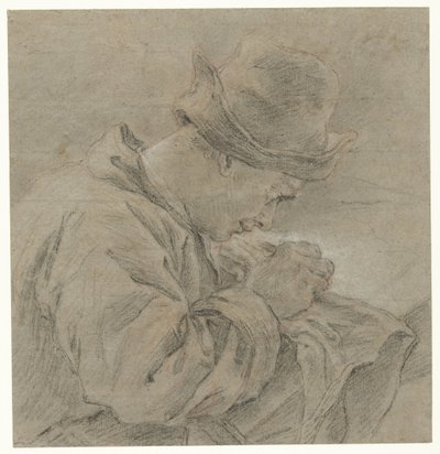 Zeichner bei der Arbeit, von der Seite gesehen von Carle van Loo
