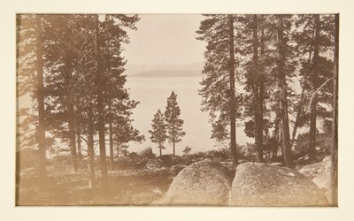 Vier Eisenbahnszenen und vier Ansichten des Lake Tahoe: Lake Tahoe von Warm Springs von Carleton E. Watkins