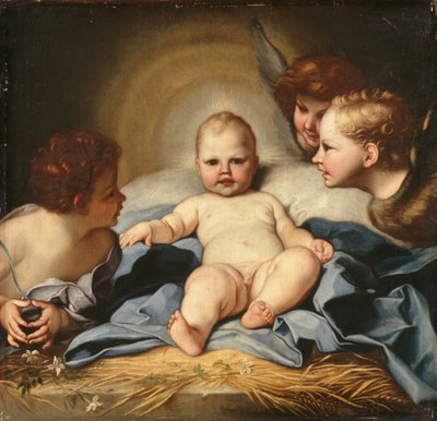 Das Jesuskind mit Engeln und dem kleinen Johannes dem Täufer von Carlo (follower of) Maratta or Maratti