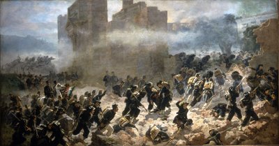 Die Bresche von Porta Pia - Rom, 20.09.1870. Gemälde von C. Ademollo. von Carlo Ademollo