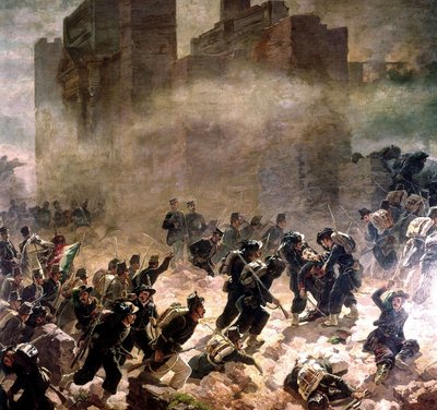 Bresche im Pia-Tor in Rom zur Zeit des Risorgimento (Vereinigung Italiens) 1870 von Carlo Ademollo