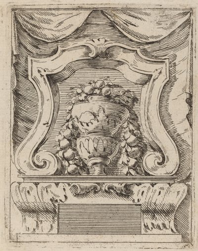 Architektonisches Motiv mit Früchten in einer Vase von Carlo Antonio Buffagnotti