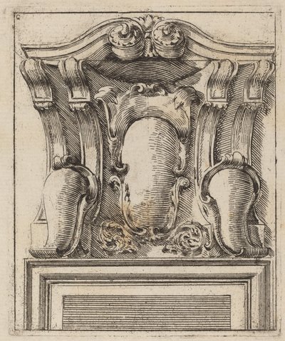 Architektonisches Motiv mit drei Schilden von Carlo Antonio Buffagnotti