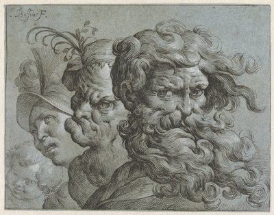 Vier Charakterköpfe von Jungen und Männern unterschiedlichen Alters von Carlo Biffi