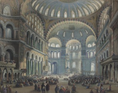 Innenraum der Hagia Sophia in Konstantinopel von Carlo Bossoli