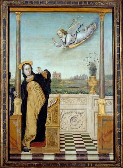 Verkündigung. Zentrales Panel eines Triptychons von Carlo Braccesco