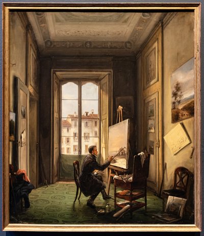 Porträt des Malers Giuseppe Canella in seinem Atelier in Mailand von Carlo Canella