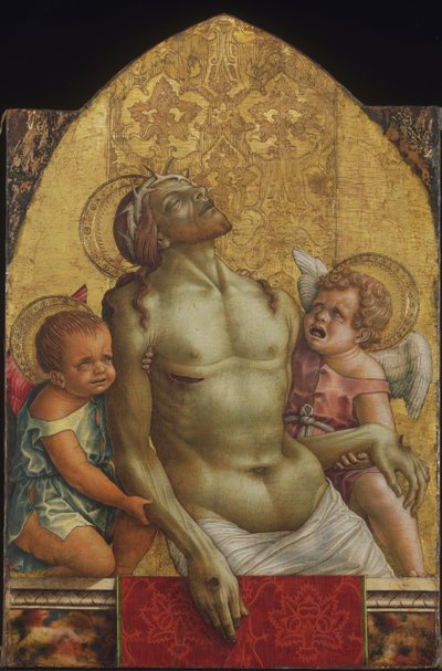 Der tote Christus, unterstützt von zwei Engeln von Carlo Crivelli
