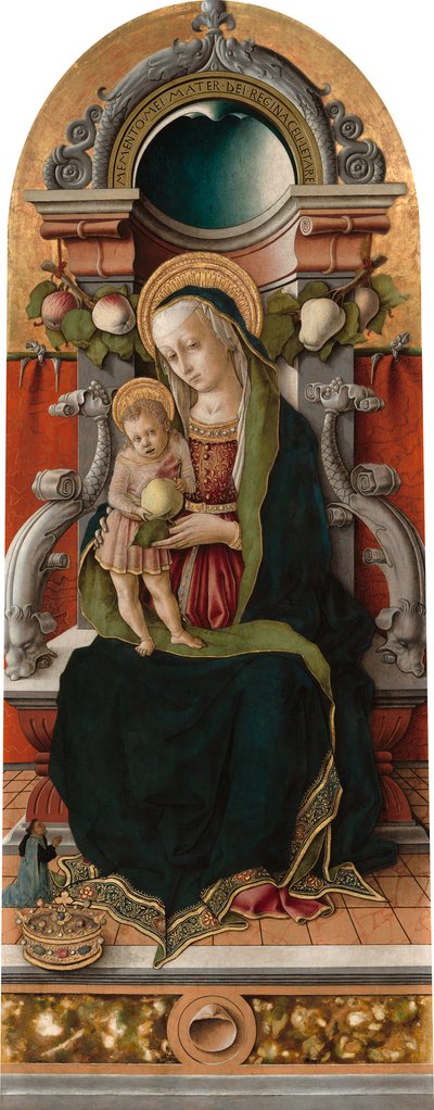Madonna und Kind auf dem Thron mit Stifter von Carlo Crivelli