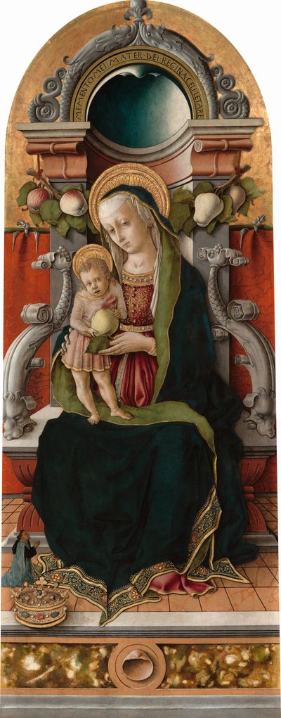 Madonna und Kind auf dem Thron mit Stifter, 1470 von Carlo Crivelli