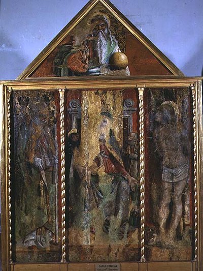 Madonna und Kind mit Heiligen, das erste Triptychon von Valle Castellamo von Carlo Crivelli