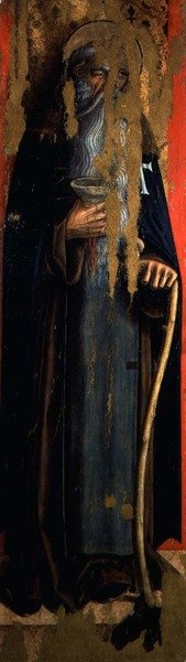 St. Antonius Abt, linkes Panel des zweiten Triptychons von Valle Castellamo von Carlo Crivelli