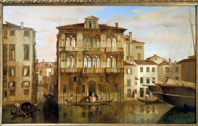 Maria Taglioni in einer Gondel vor ihrem Gebäude in Venedig von Carlo Ferrari