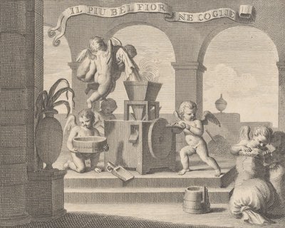 Sie sammelt die schönste Blume Il più bel fior ne coglie, eine Gruppe von sechs Putti bei der Arbeit, 1740-59 von Carlo Gregori