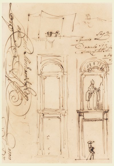 Skizzen und Schrift von Carlo Marchionni