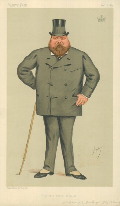 Seine Gnaden der Herzog von Wellington, Der Eiserne Herzog Enkel, 3. Januar 1885, Vanity Fair Karikatur von Carlo Pellegrini