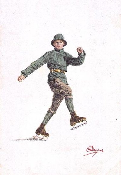 Einsamer Mann beim Schlittschuhlaufen von Carlo Pellegrini