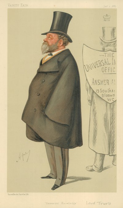 Lord Truro, Universal Knowledge, 1. Januar 1887, Vanity Fair Karikatur von Carlo Pellegrini