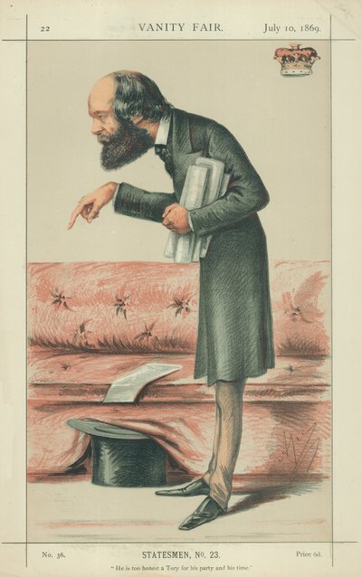 Marquis von Salisbury, Er ist ein zu ehrlicher Tory für seine Partei und seine Zeit, 10. Juli 1869, Vanity Fair Karikatur von Carlo Pellegrini