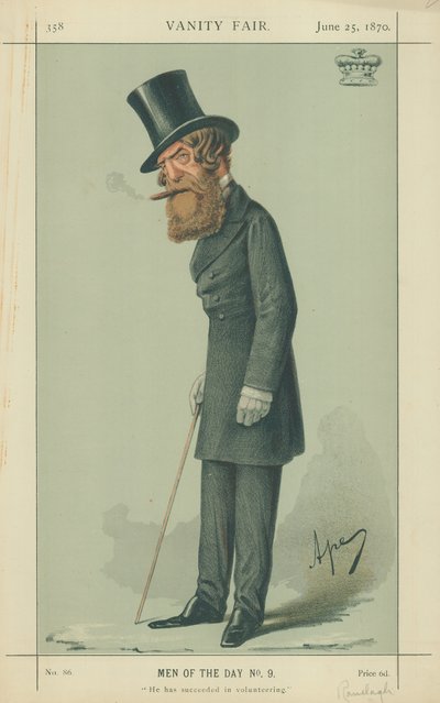 Viscount Ranelagh, Er hat es geschafft, Freiwilliger zu werden, 25. Juni 1870, Vanity Fair Karikatur von Carlo Pellegrini