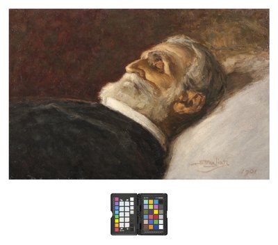 Porträt von Giuseppe Verdi auf seinem Sterbebett von Carlo Stragliati