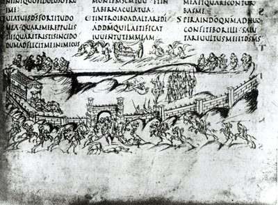 Illustration verschiedener Szenen aus Psalm 43, einschließlich des Verses Erwache, warum schläfst du, o Herr?, aus dem Utrechter Psalter, Kopie des Originals aus Reims, jetzt in der Universitätsbibliothek Utrecht von Carolingian School