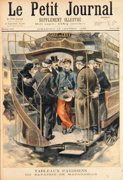 Ein repatriierter Soldat aus Madagaskar, graviert von Fortune-Louis Meaulle, Illustration aus Le Petit Journal von Carrey