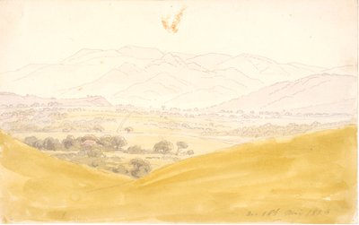 Böhmische Landschaft mit dem Mittelgebirge von Caspar David Friedrich