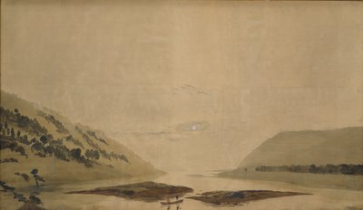 Gebirgige Landschaft mit Fluss am Morgen, 1830-35 von Caspar David Friedrich