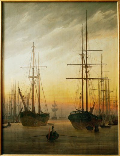 Schiffe im Hafen von Caspar David Friedrich