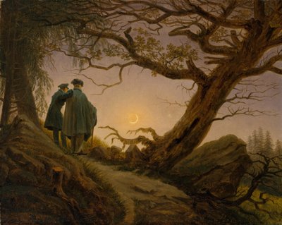 Zwei Männer betrachten den Mond von Caspar David Friedrich