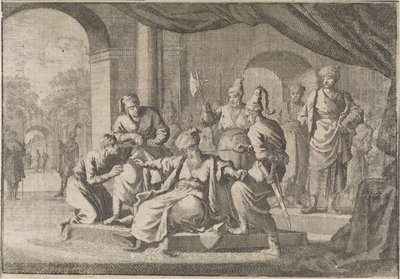 Mustafa, der Neffe von Sultan Murat IV., wird auf dessen Befehl erdrosselt, 1639 von Caspar Luyken (attributed to)