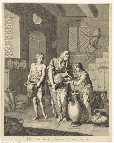 Elischa hilft einer armen Witwe von Caspar Luyken