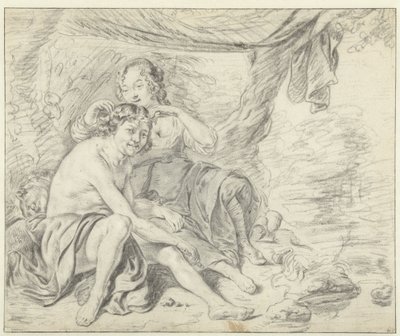 Hirtin krönt einen Hirten mit einem Lorbeerkranz von Casper Casteleyn (attributed to)
